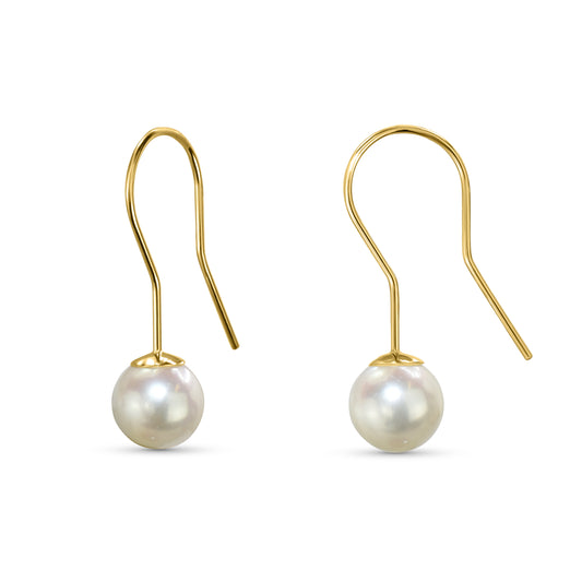 14k White Freshwater Pearl Drop Hook Earring