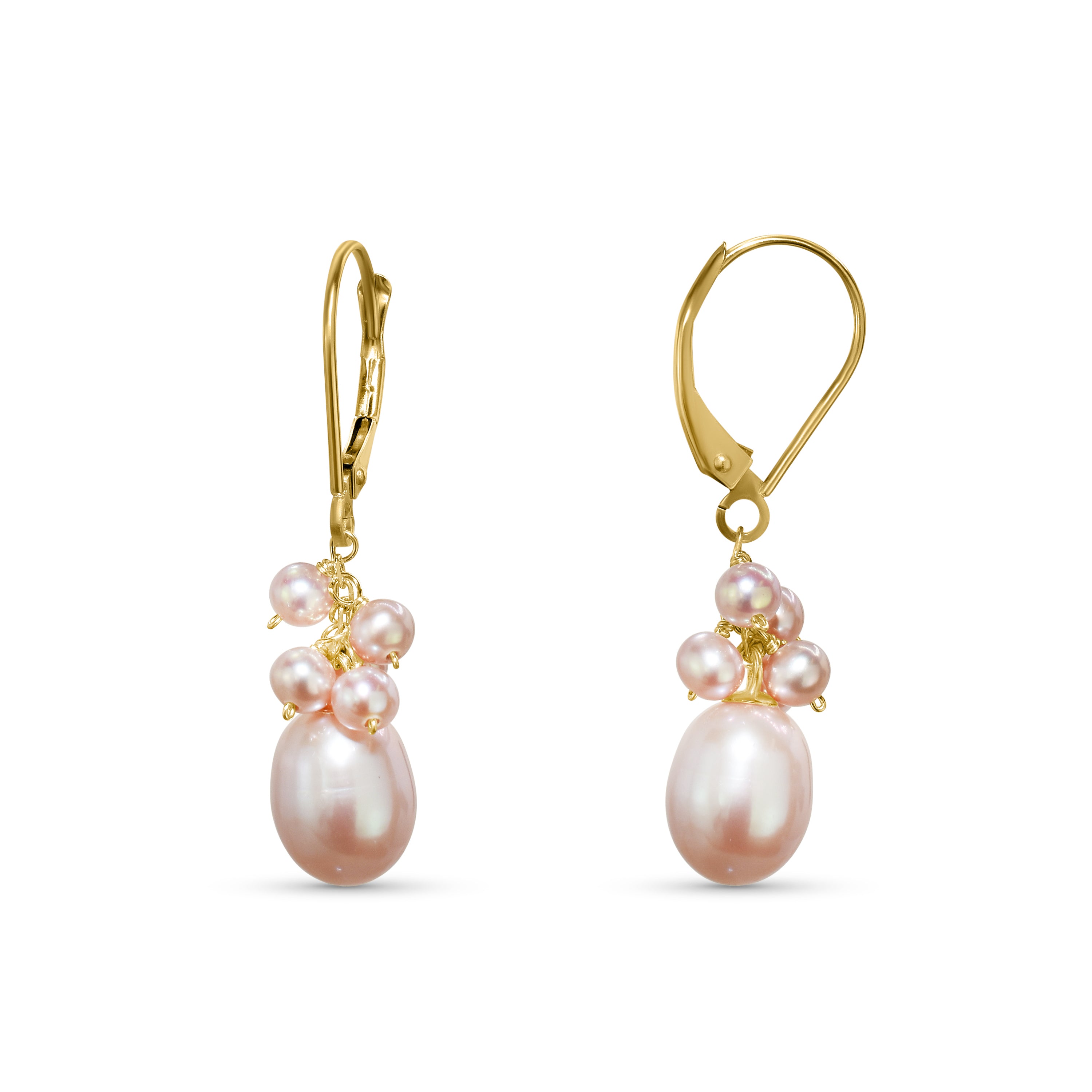 14k Natural Cluster Leverback Earring