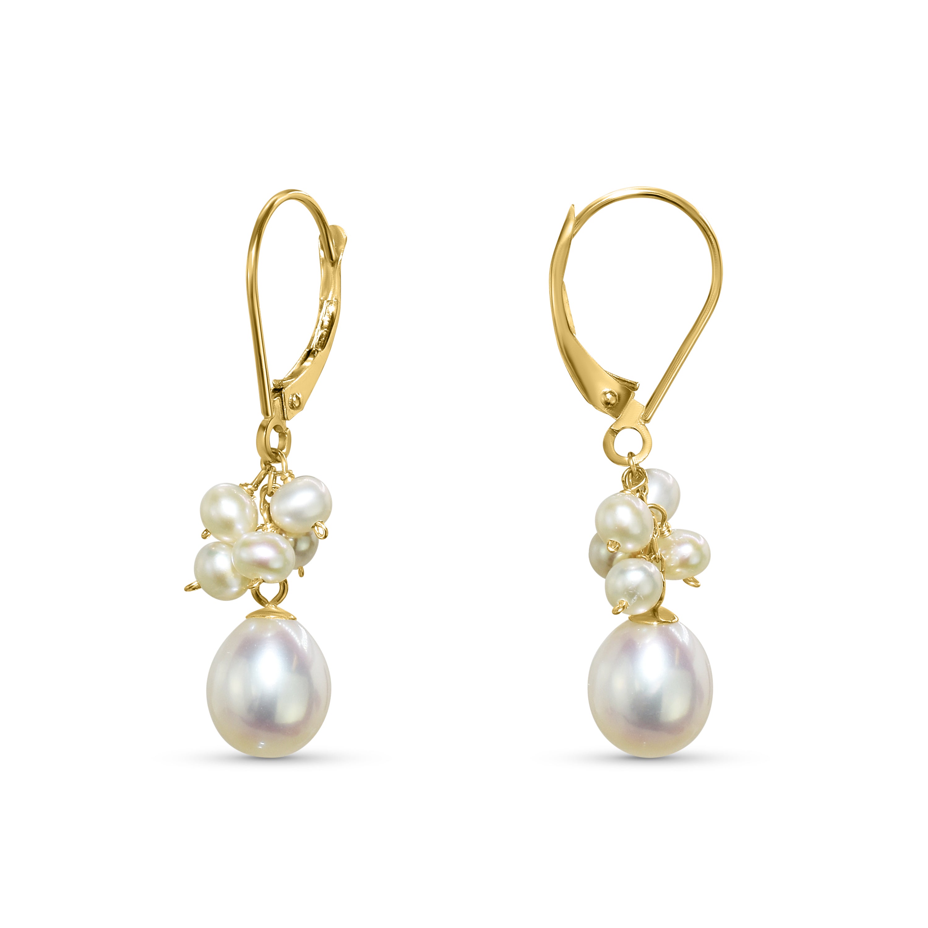 14k Natural Cluster Leverback Earring