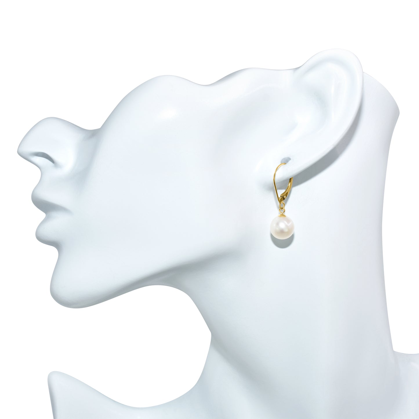 14k White Pearl Drop Leverback Earring