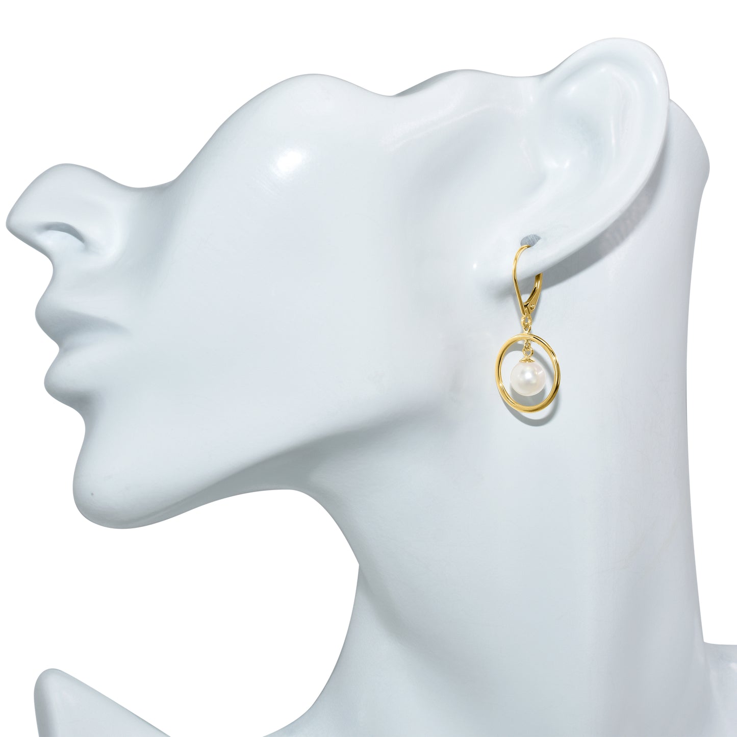 14k White Pearl Halo Leverback Earring