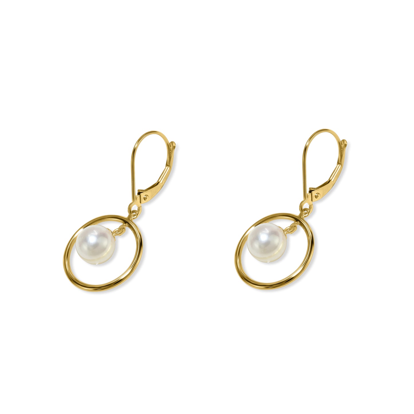 14k White Pearl Halo Leverback Earring