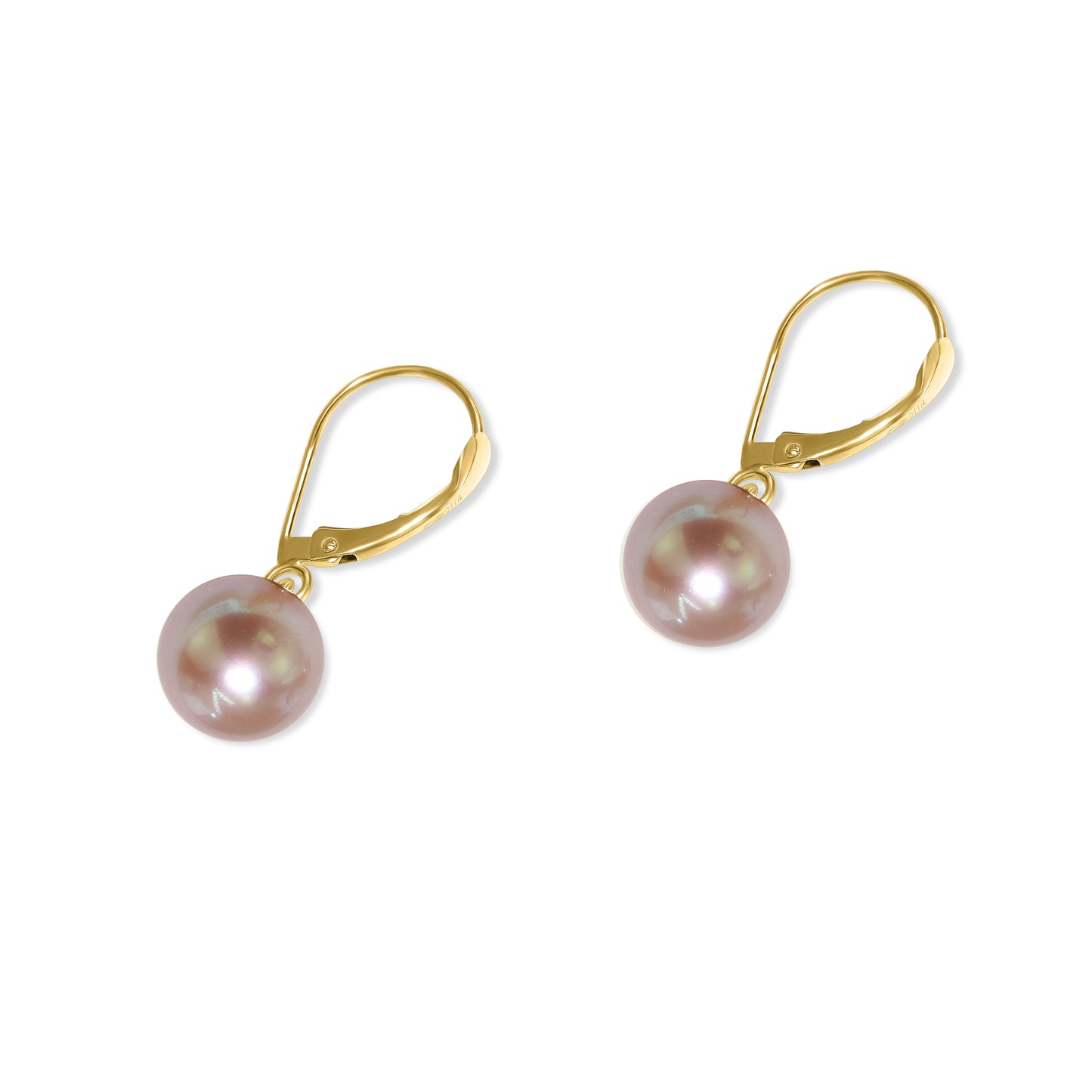 14k Natural Pink Dangle Leverback Earring