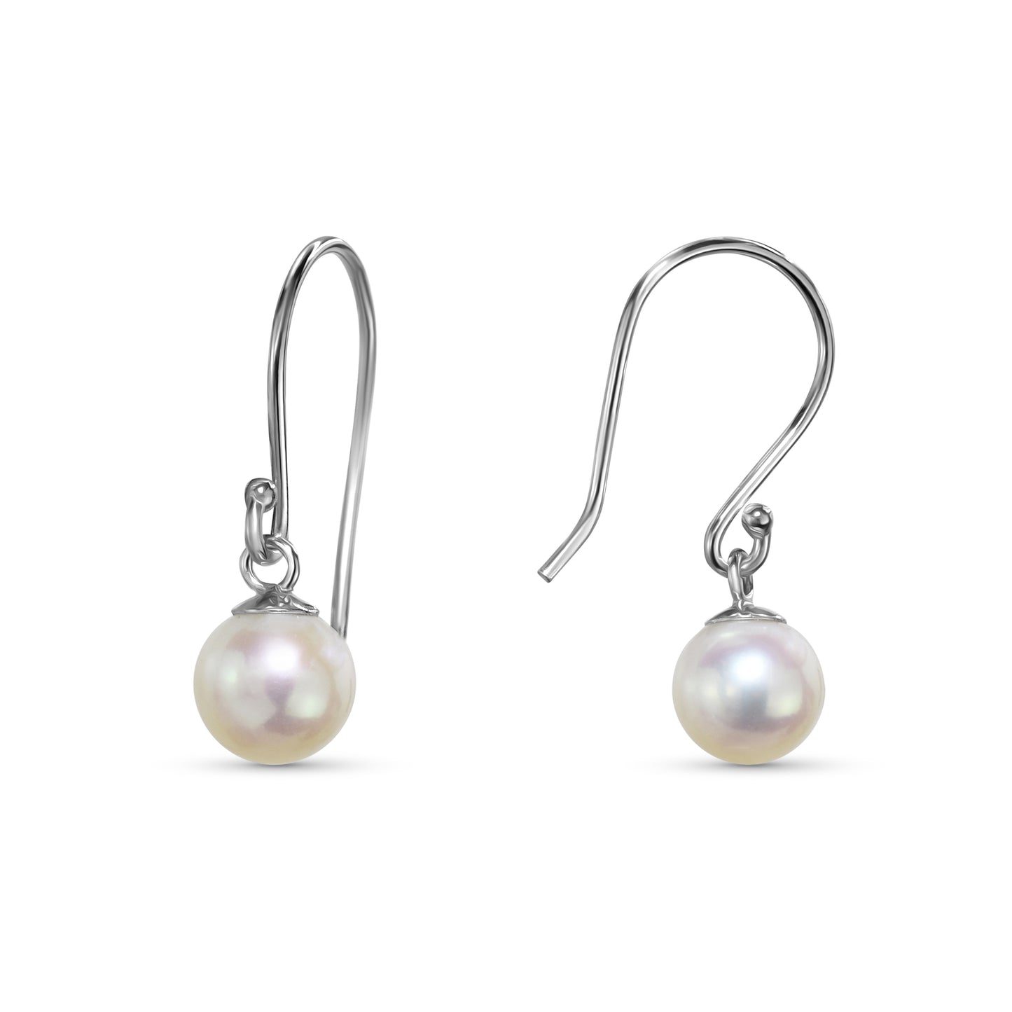 14k White Gold Pearl Drop Hook Earring