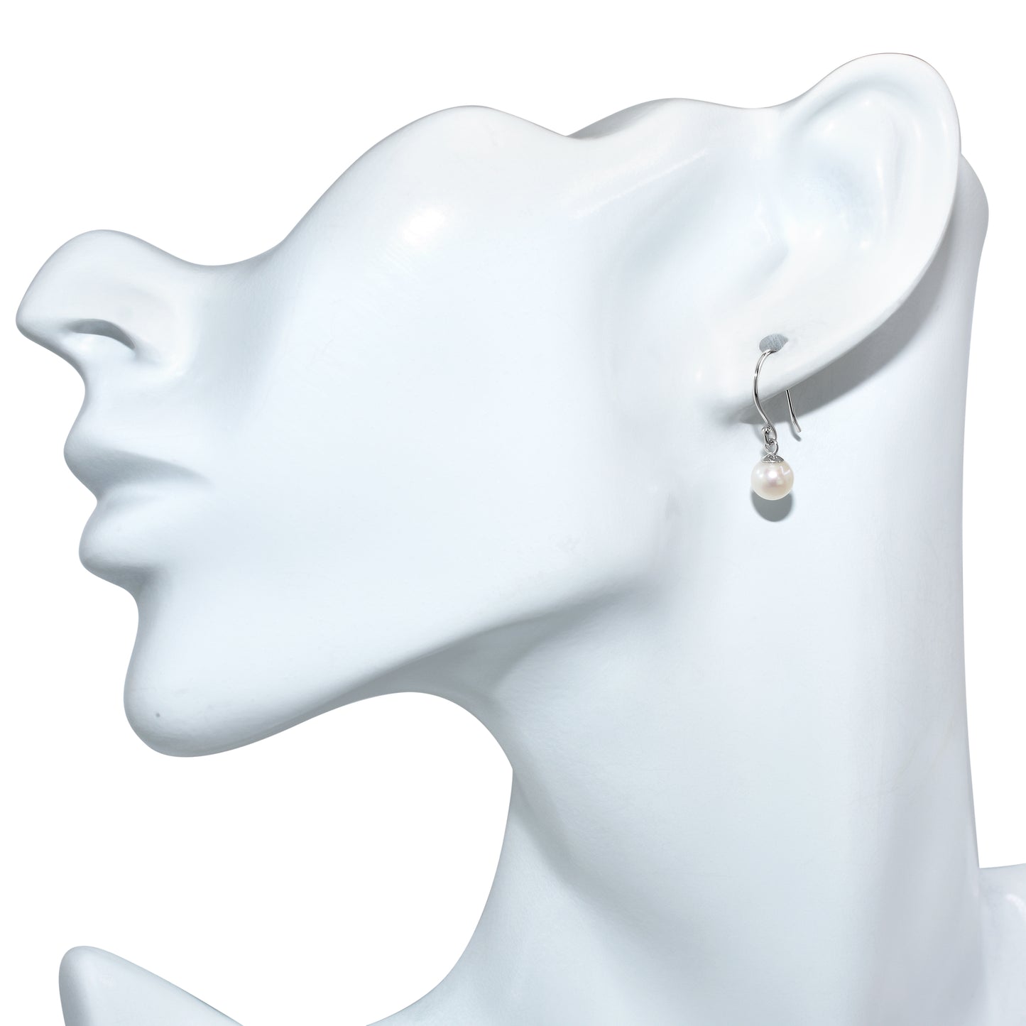 14k White Gold Pearl Drop Hook Earring