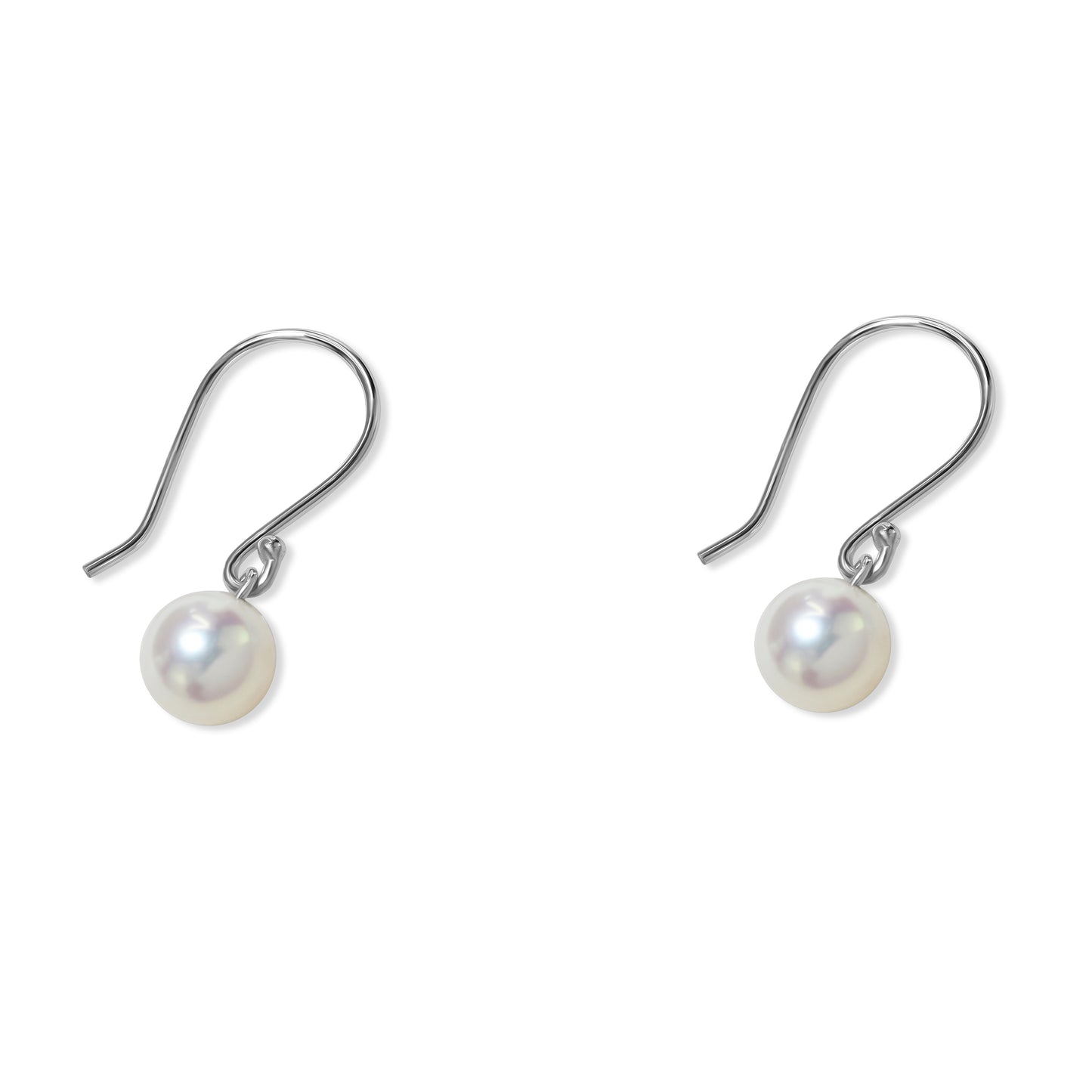 14k White Gold Pearl Drop Hook Earring