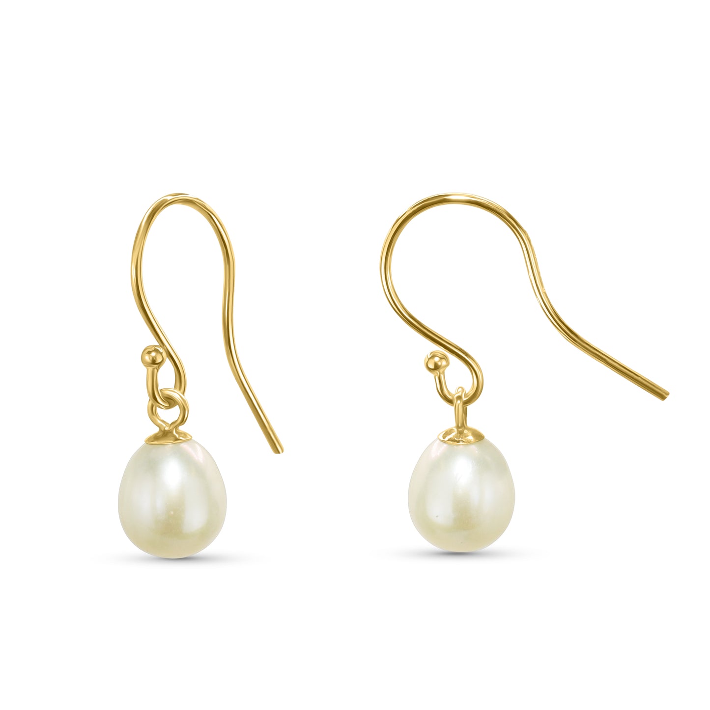 14k White Pearl Drop Hook Earring