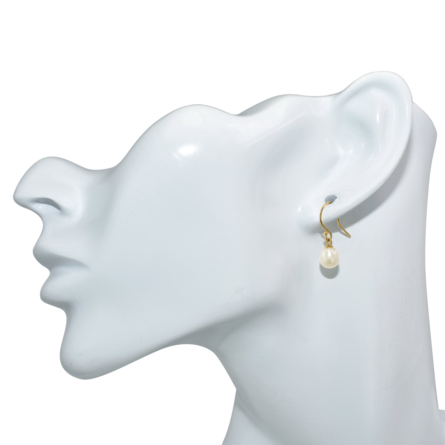 14k White Pearl Drop Hook Earring