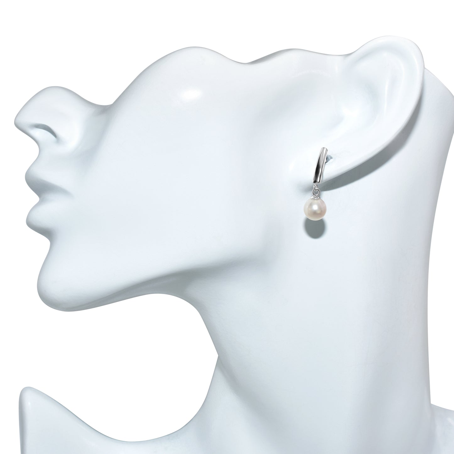 14k White Gold White Pearl Bar Post Earring