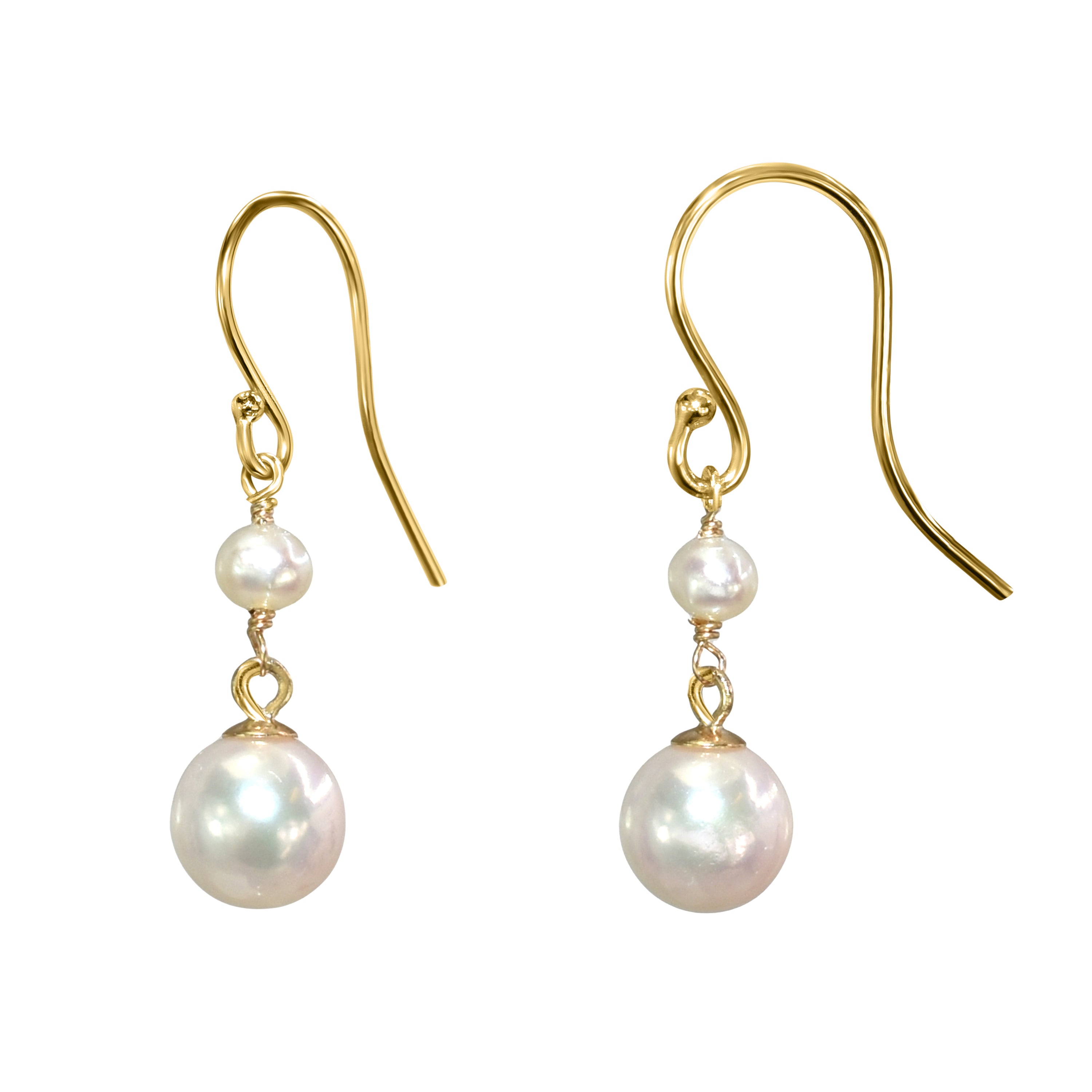 14k White Pearl Dangle Hook Earring