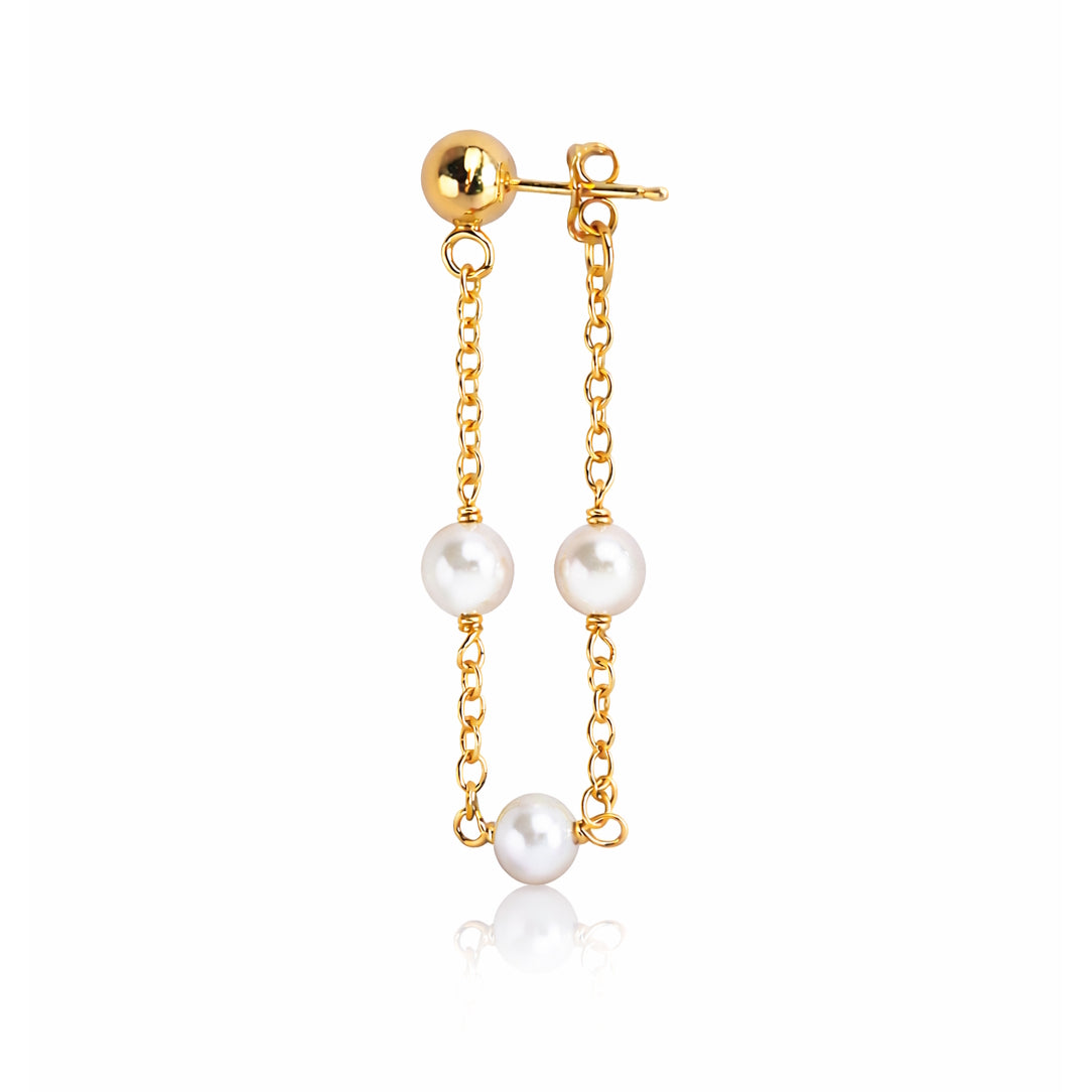 14k Gemstones Station Hoop Ball Top Earring