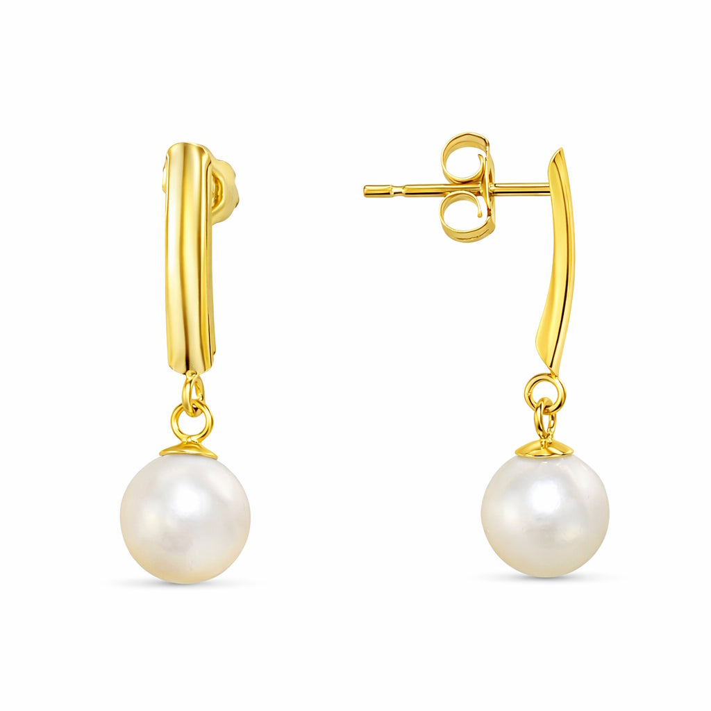 14k White Pearl Bar Top Post Earring