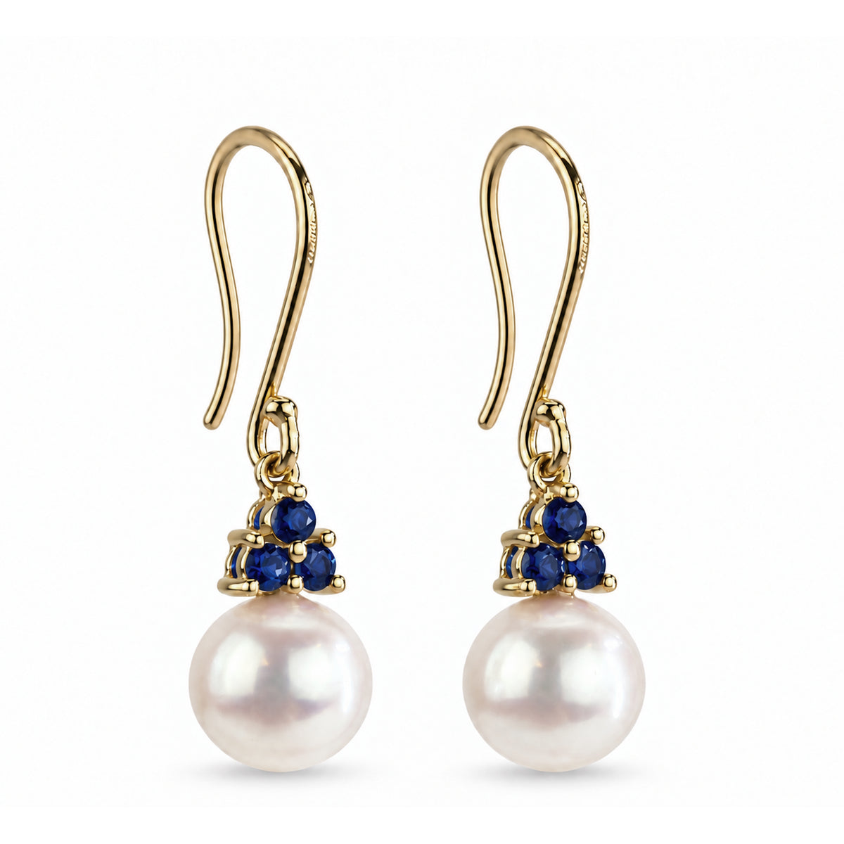 14k White Pearl and Ruby or Sapphire Hook Earring