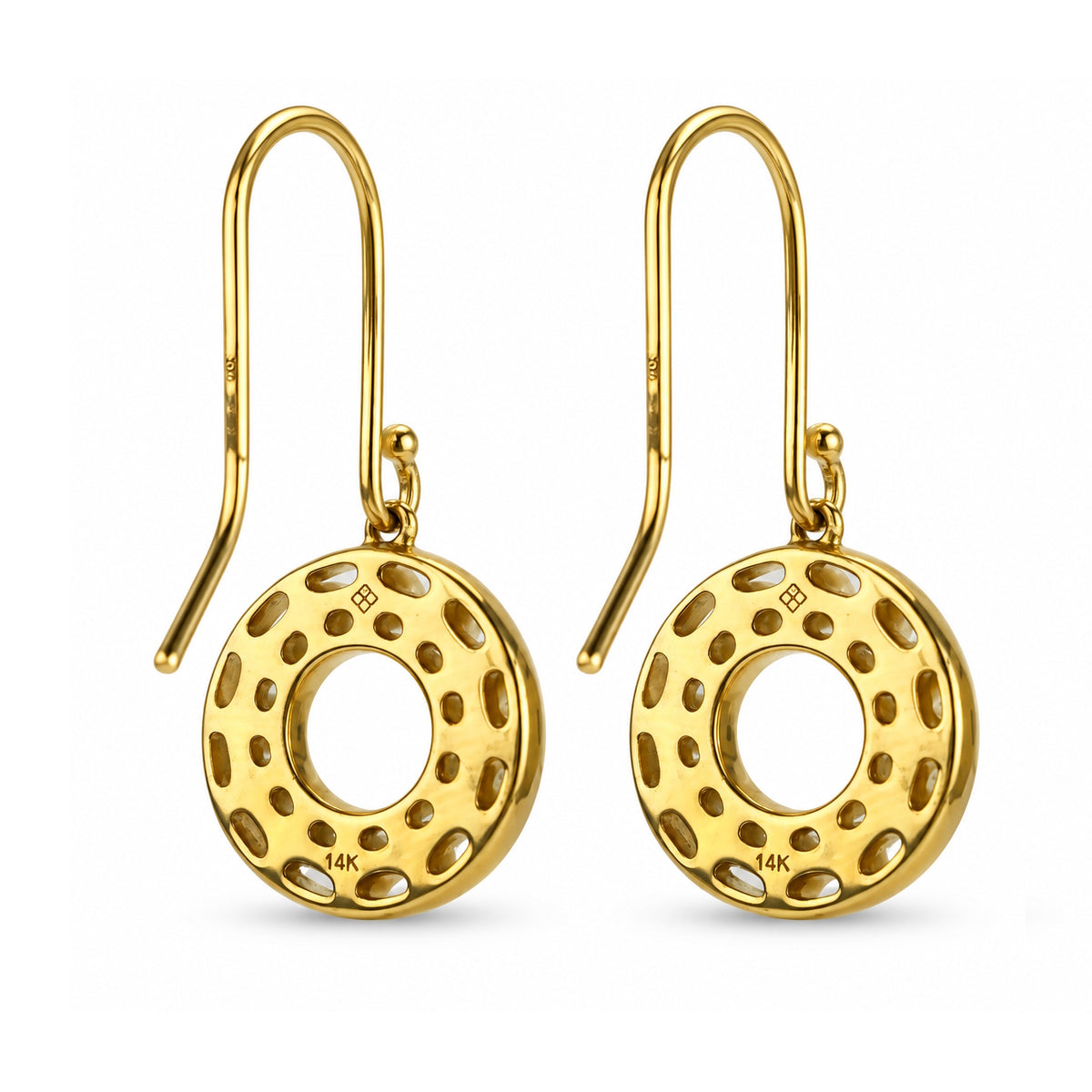 14k White Pearl Open Circle Earring