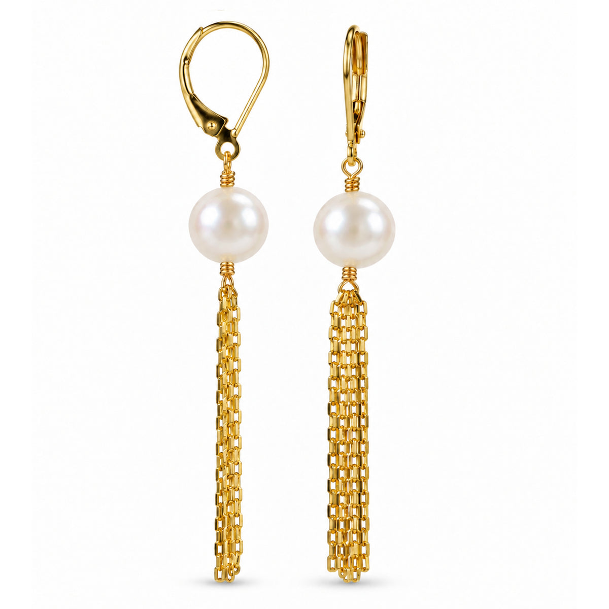 14k Multi gemstones Gold chain Tassel Leverback Earring