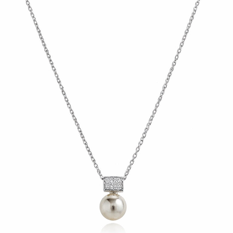 14kw Freshwater Pearl Diamond 0.16CT Pendant Necklace