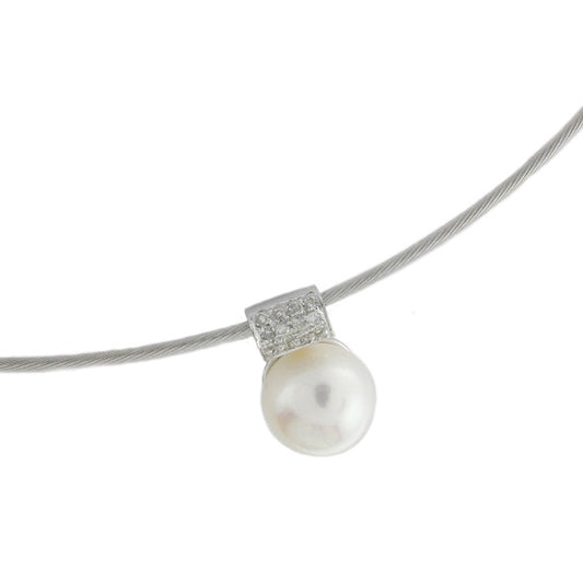 14kw Freshwater Pearl Diamond 0.16CT Pendant Necklace