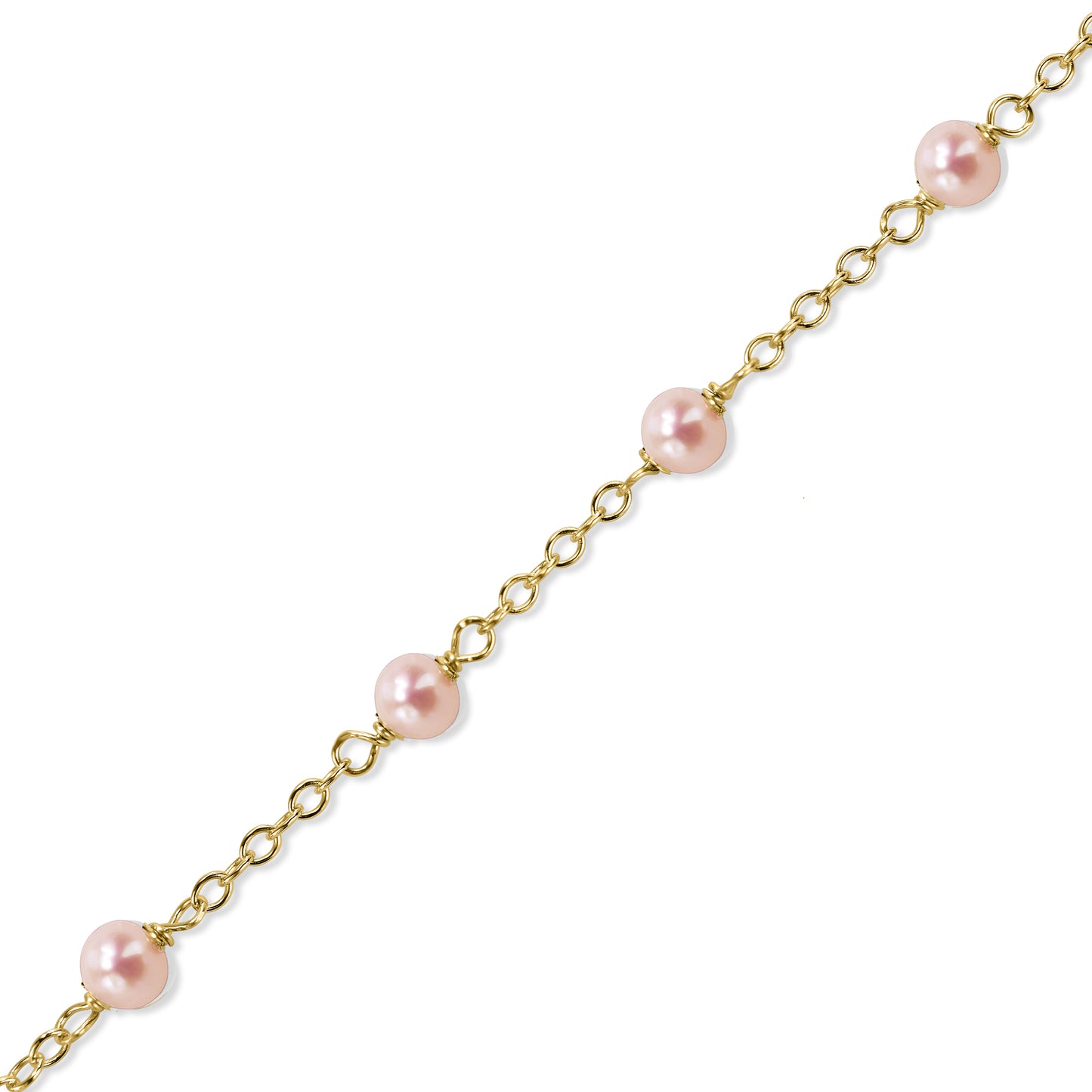 14k Natural Pink Pearl Gold Chain Stackable Ring