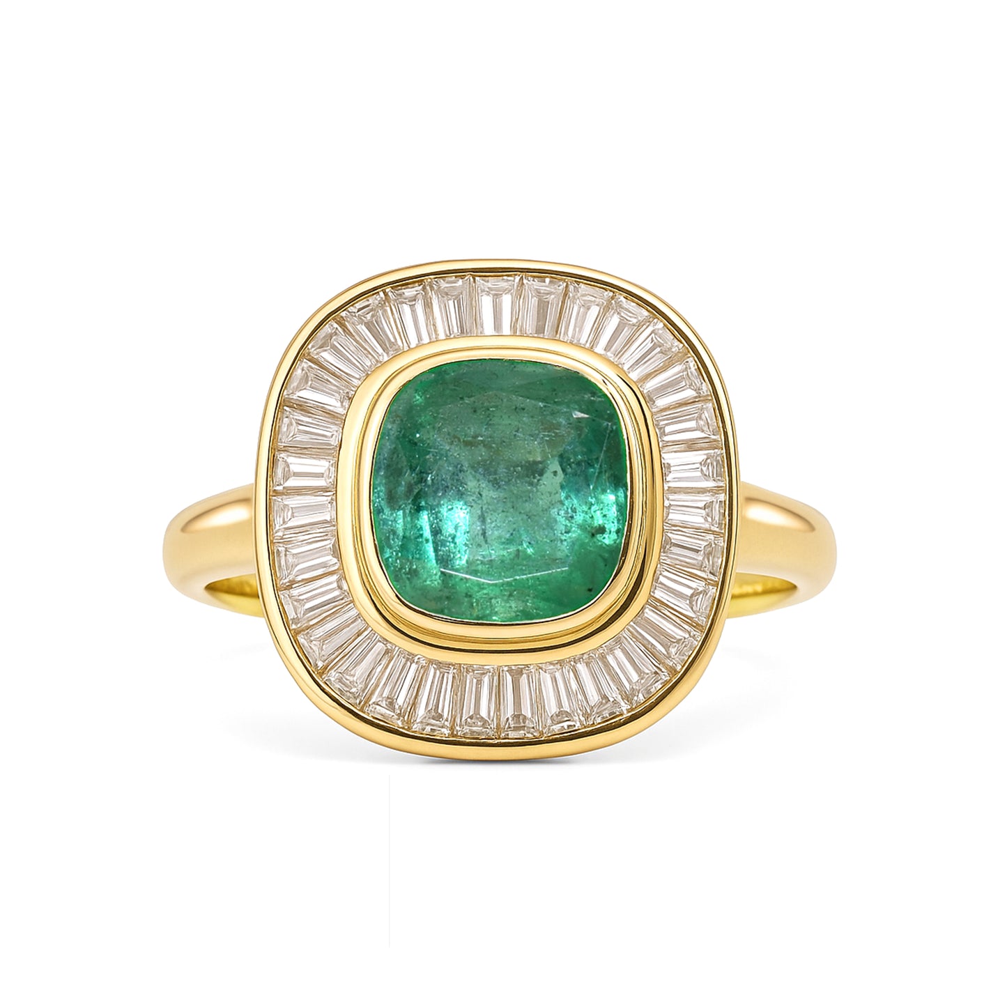 14k Emerald Diamond Cushion Cut Ring