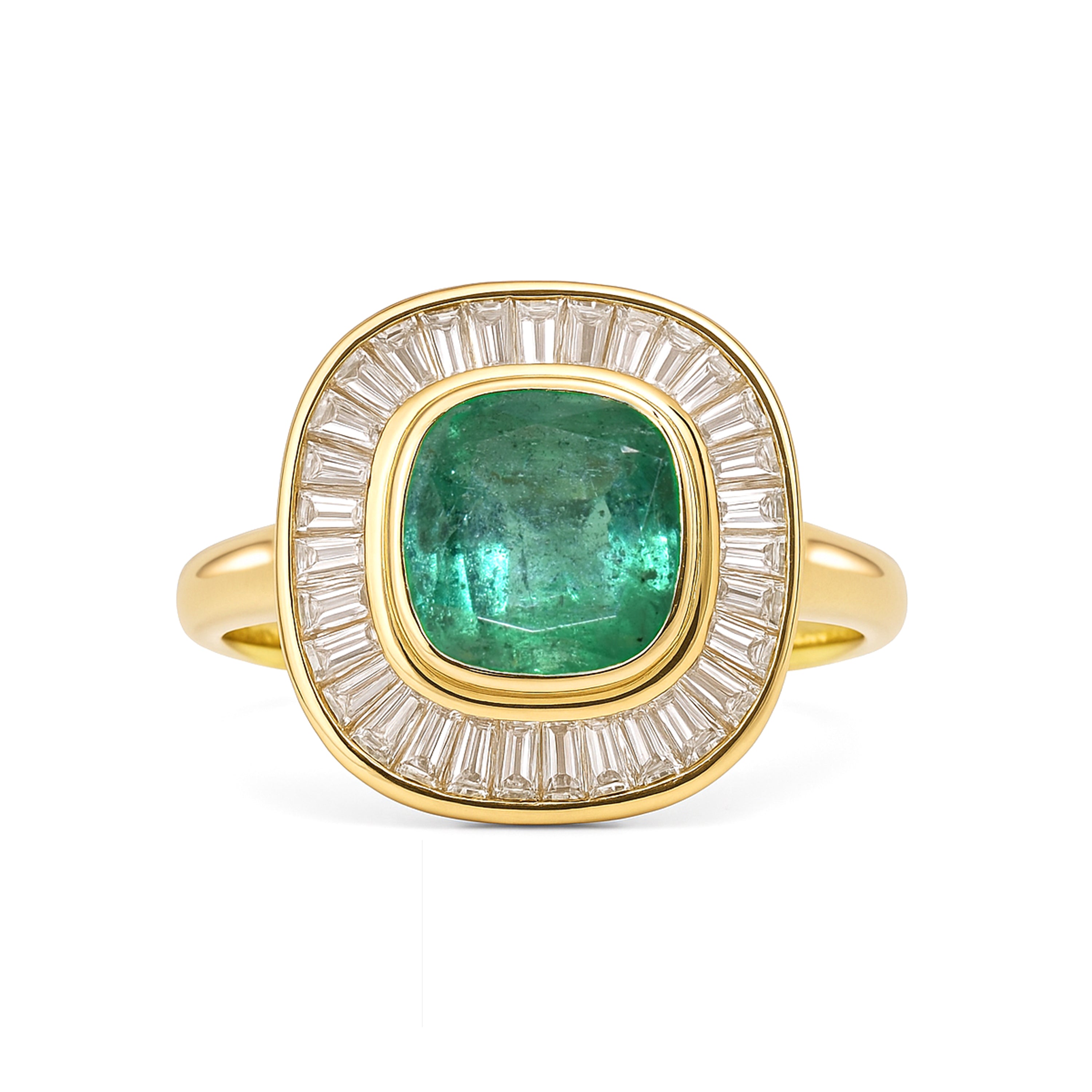 14k Emerald Diamond Cushion Cut Ring