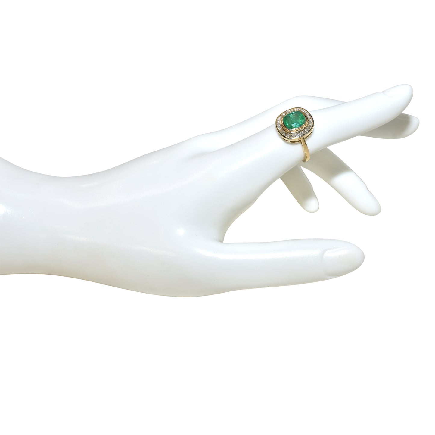 14k Emerald Diamond Cushion Cut Ring