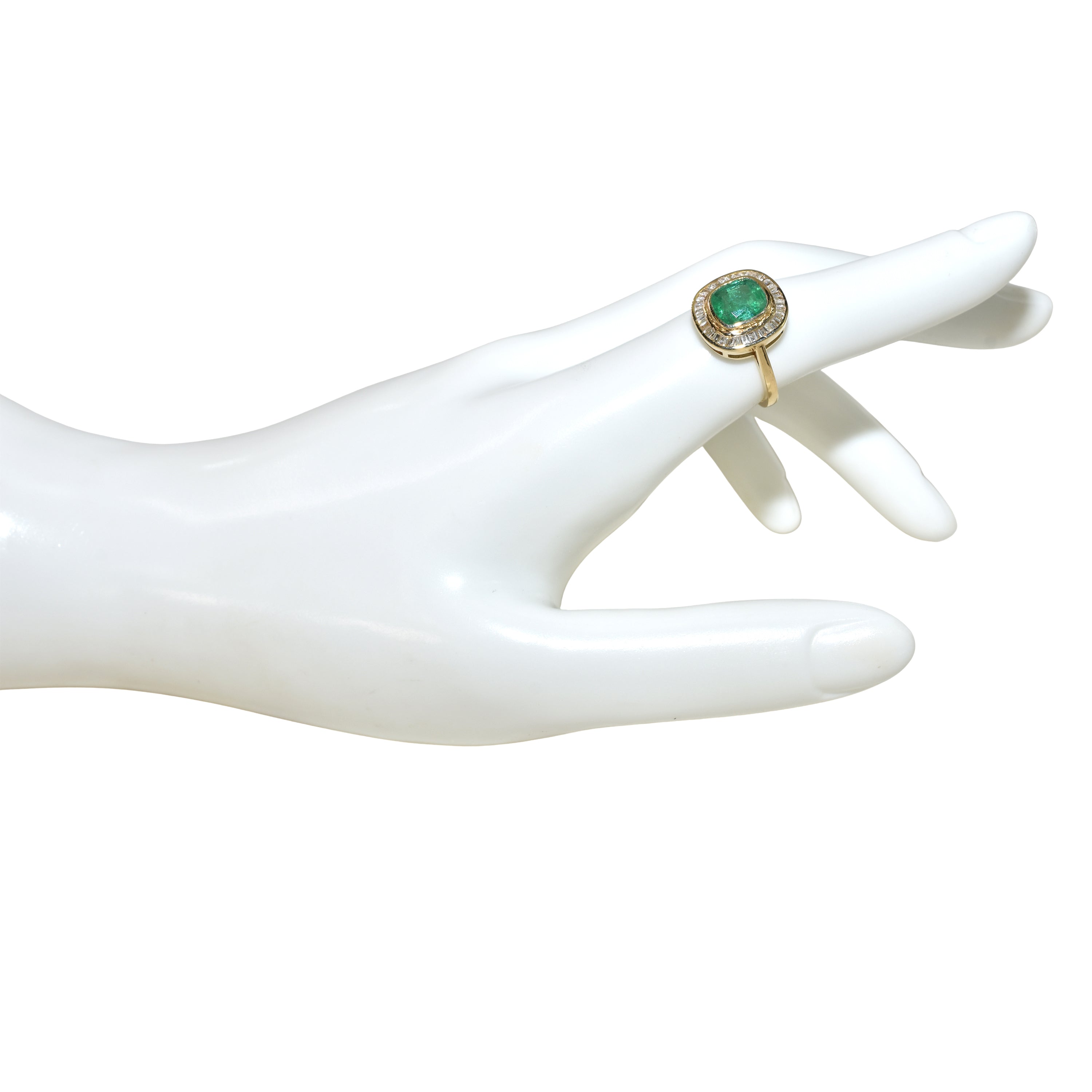 14k Emerald Diamond Cushion Cut Ring