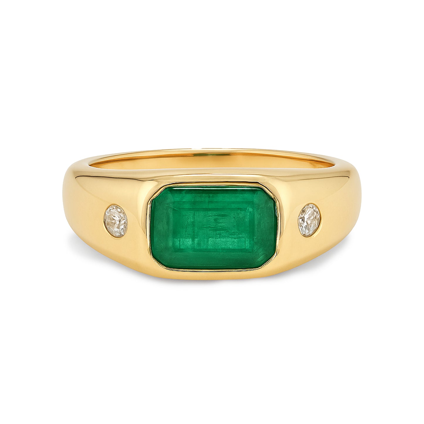 14k Emerald Diamond Chunky Ring