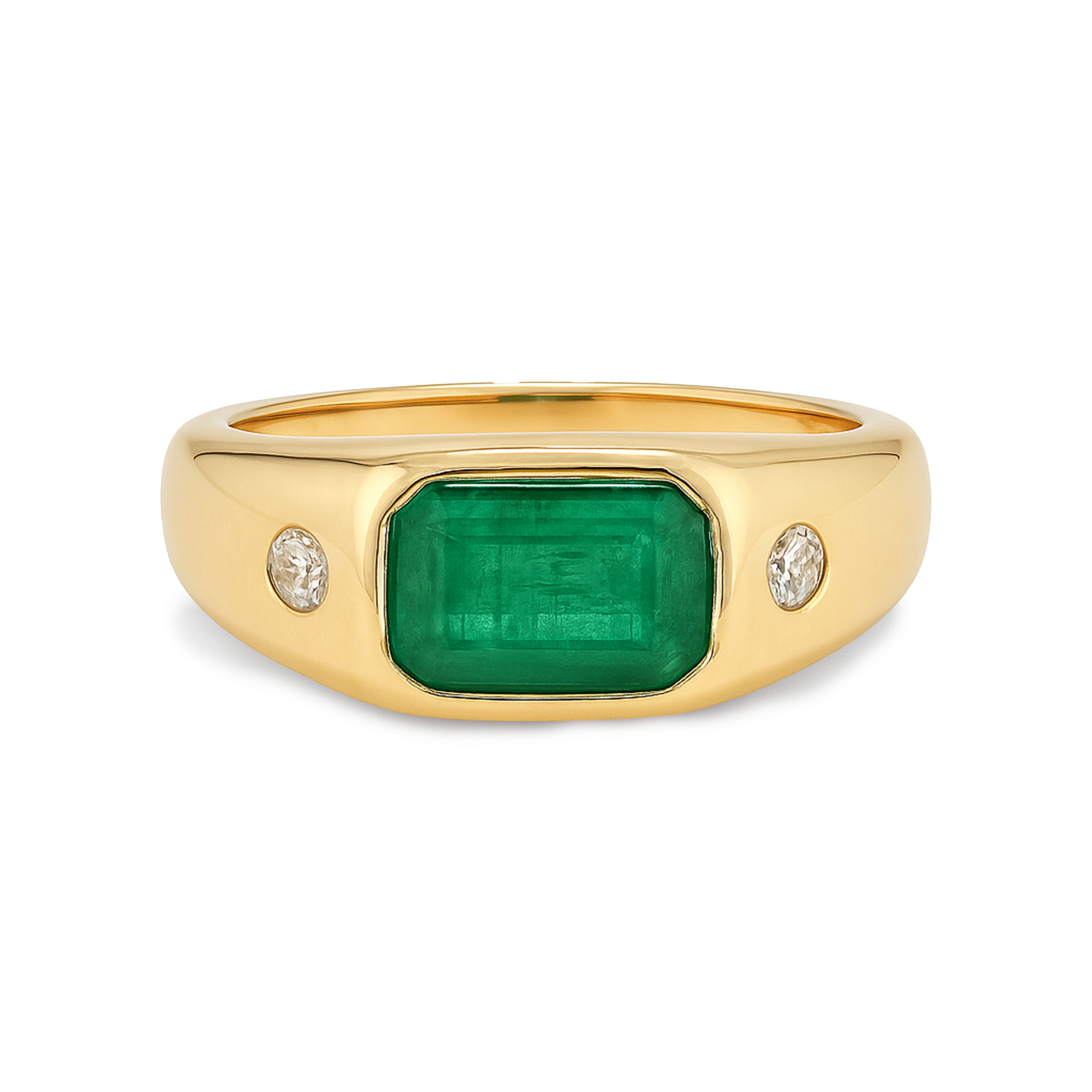 14k Emerald Diamond Chunky Ring