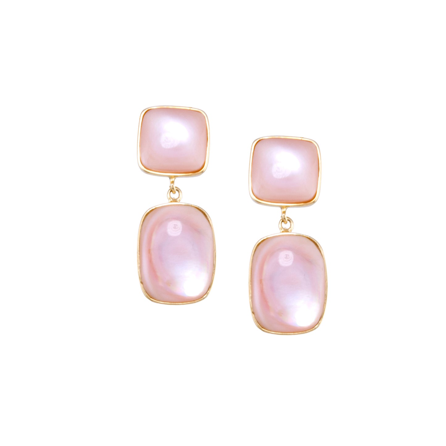 14k Pink MOP Bezel Earring