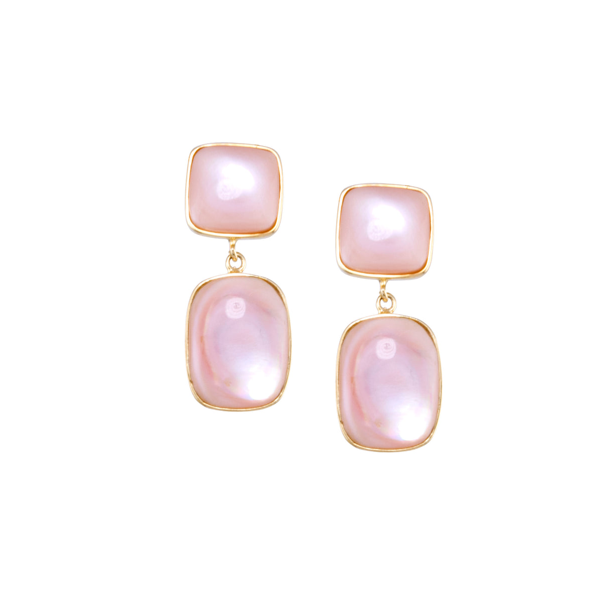 14k Pink MOP Bezel Earring