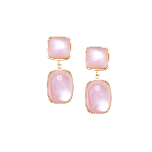 14k Pink MOP Bezel Earring