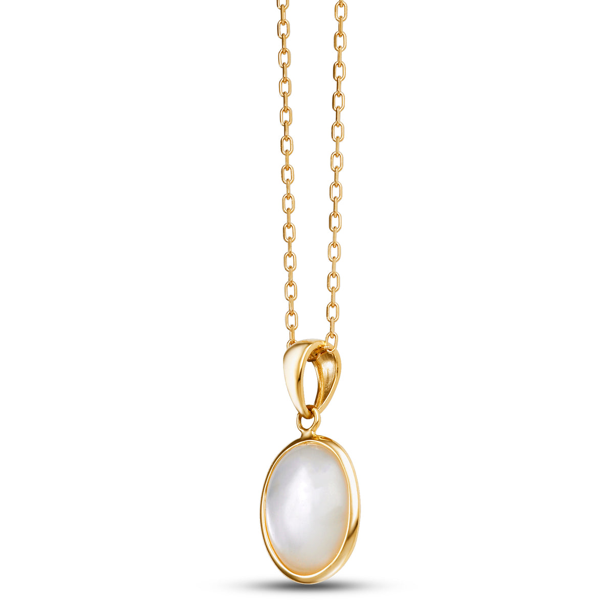 14k Mother of Pearl Oval Pendant Necklace 16/17/18"
