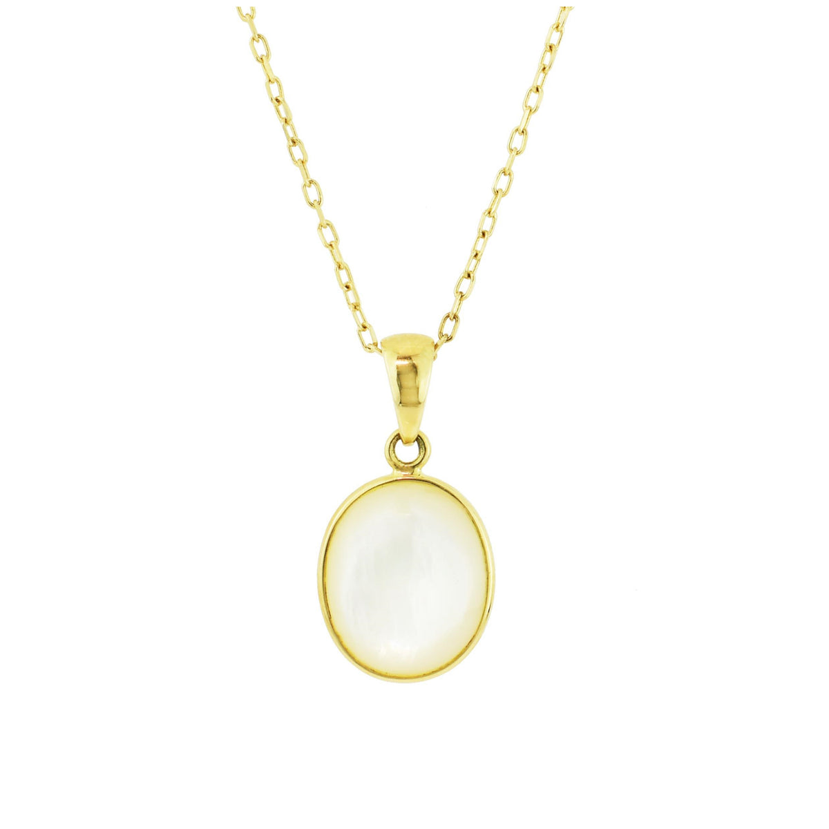 14k Mother of Pearl Oval Pendant Necklace
