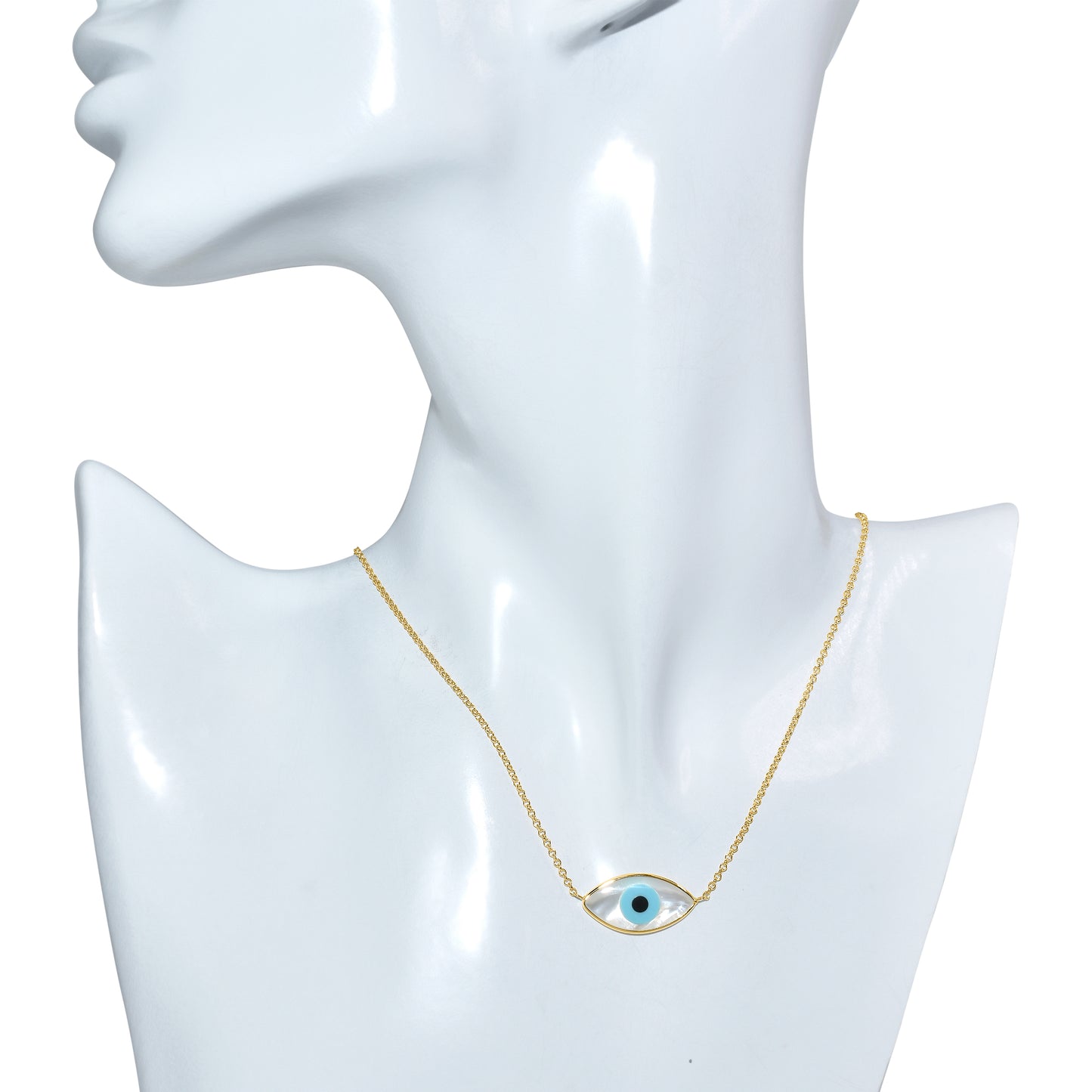 14k Shell Evil Eye Pendant Necklace