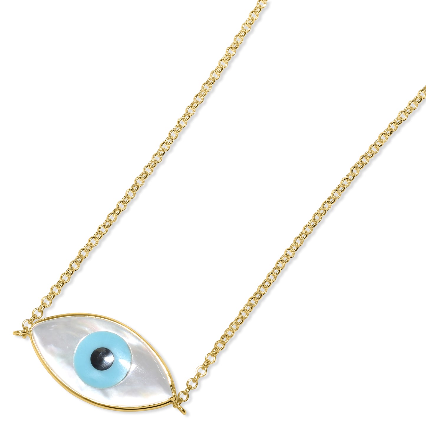 14k Shell Evil Eye Pendant Necklace