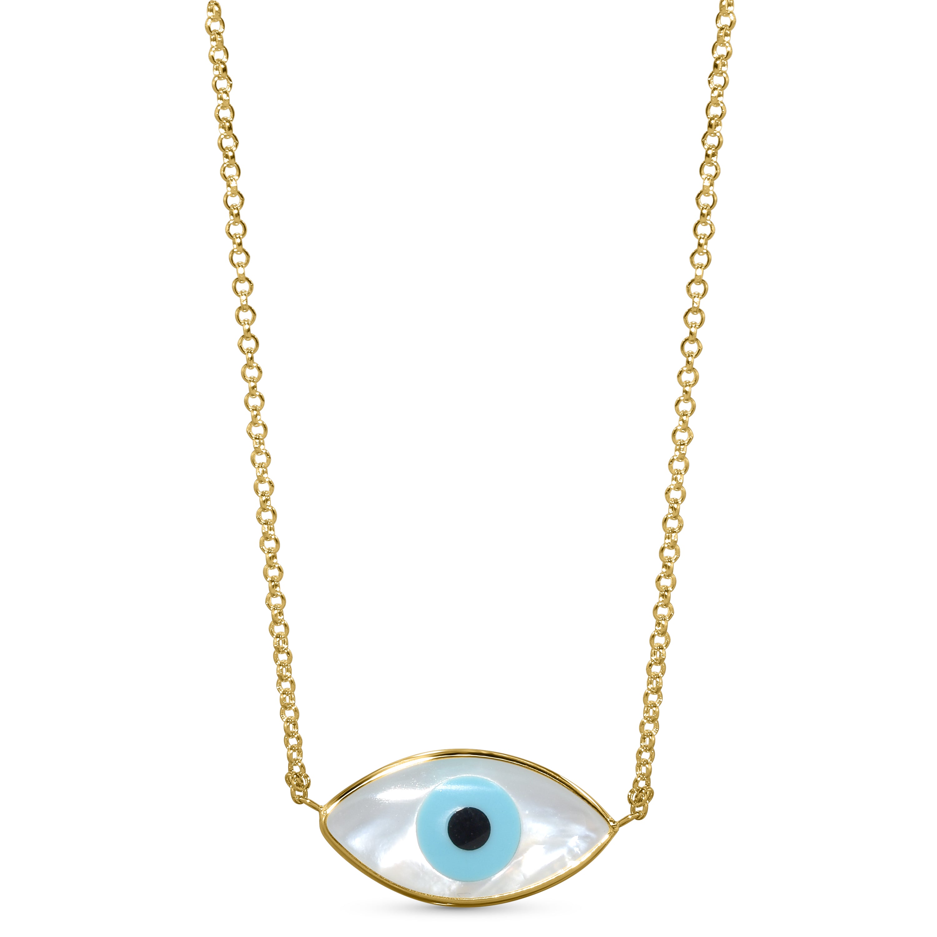 14k Shell Evil Eye Pendant Necklace