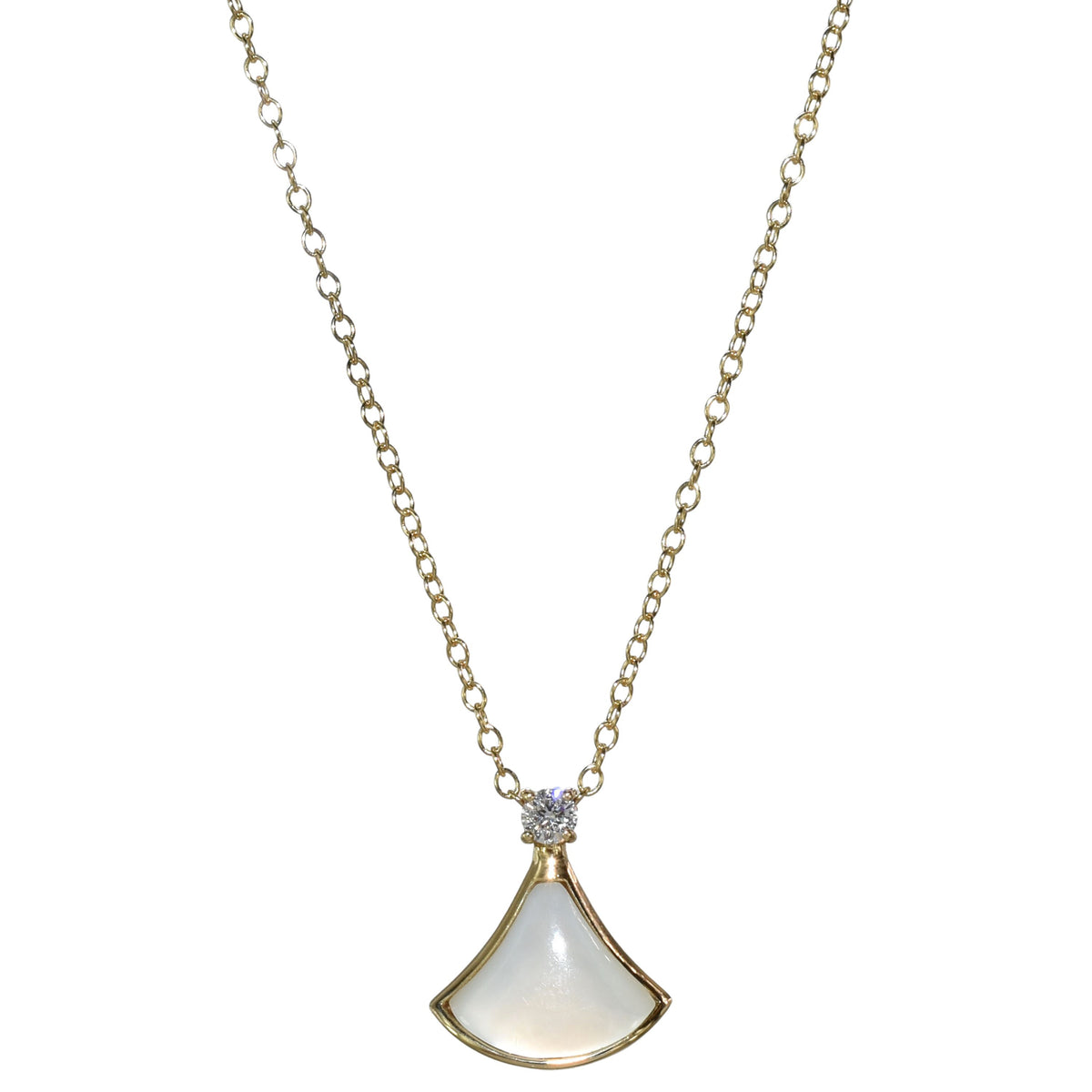 14k Gemstone Lab Grown Diamond Fan Necklace