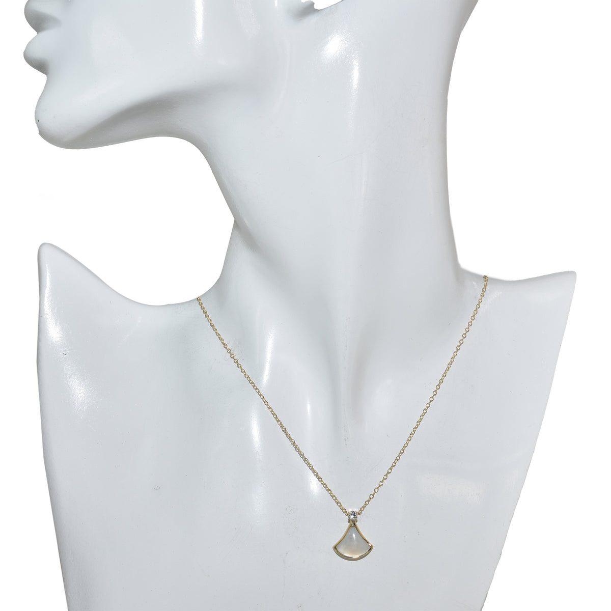 14k Gemstone Lab Grown Diamond Fan Necklace