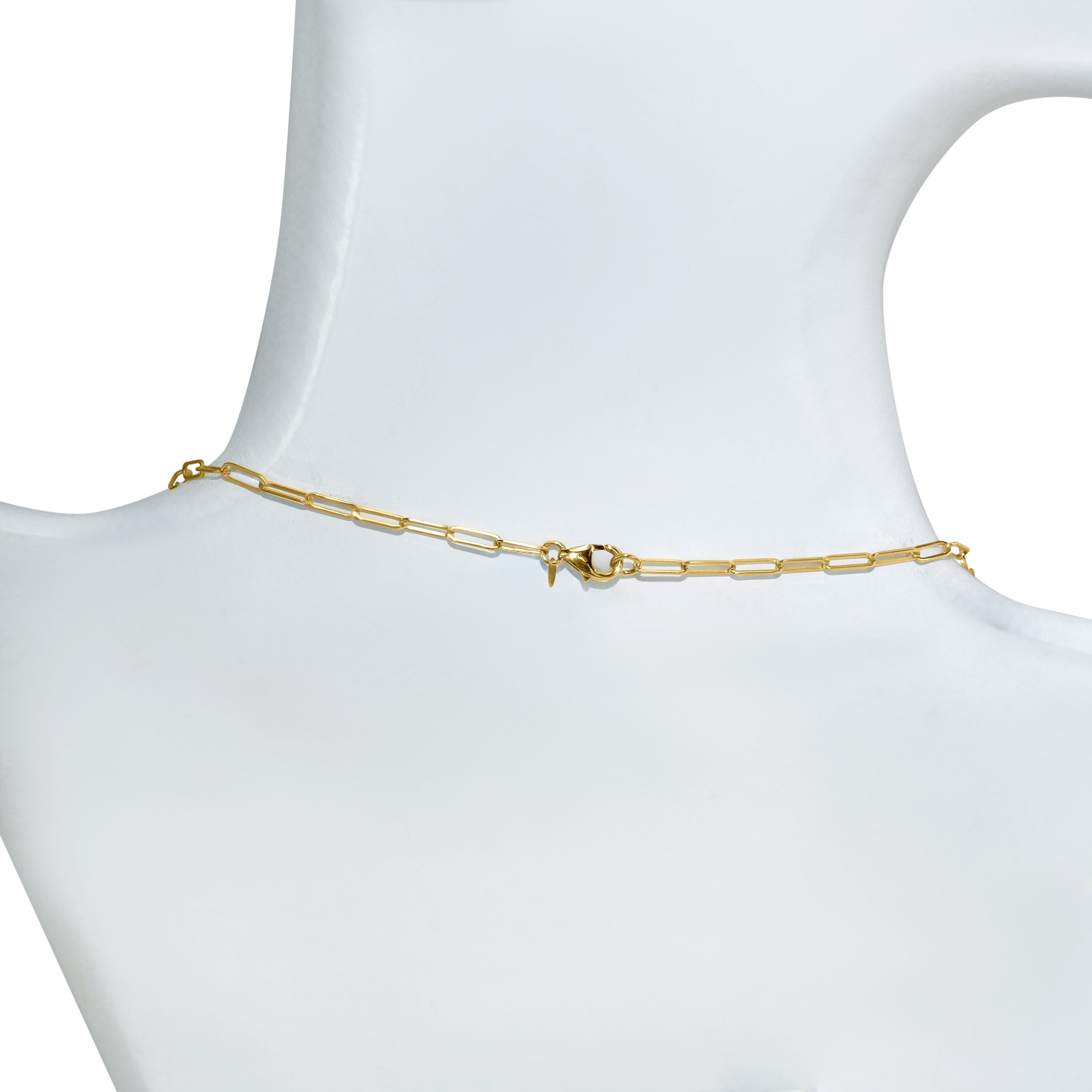 14k Mother of Pearl 5 Bezel Paperclip Chain Necklace