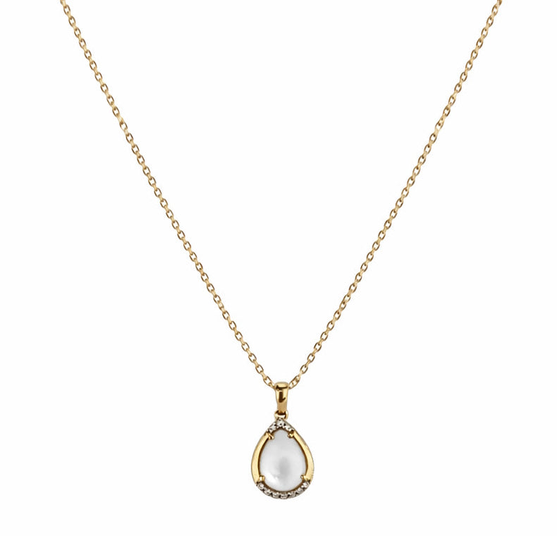 14k Mother of Pearl Pear Shape Pendant Necklace