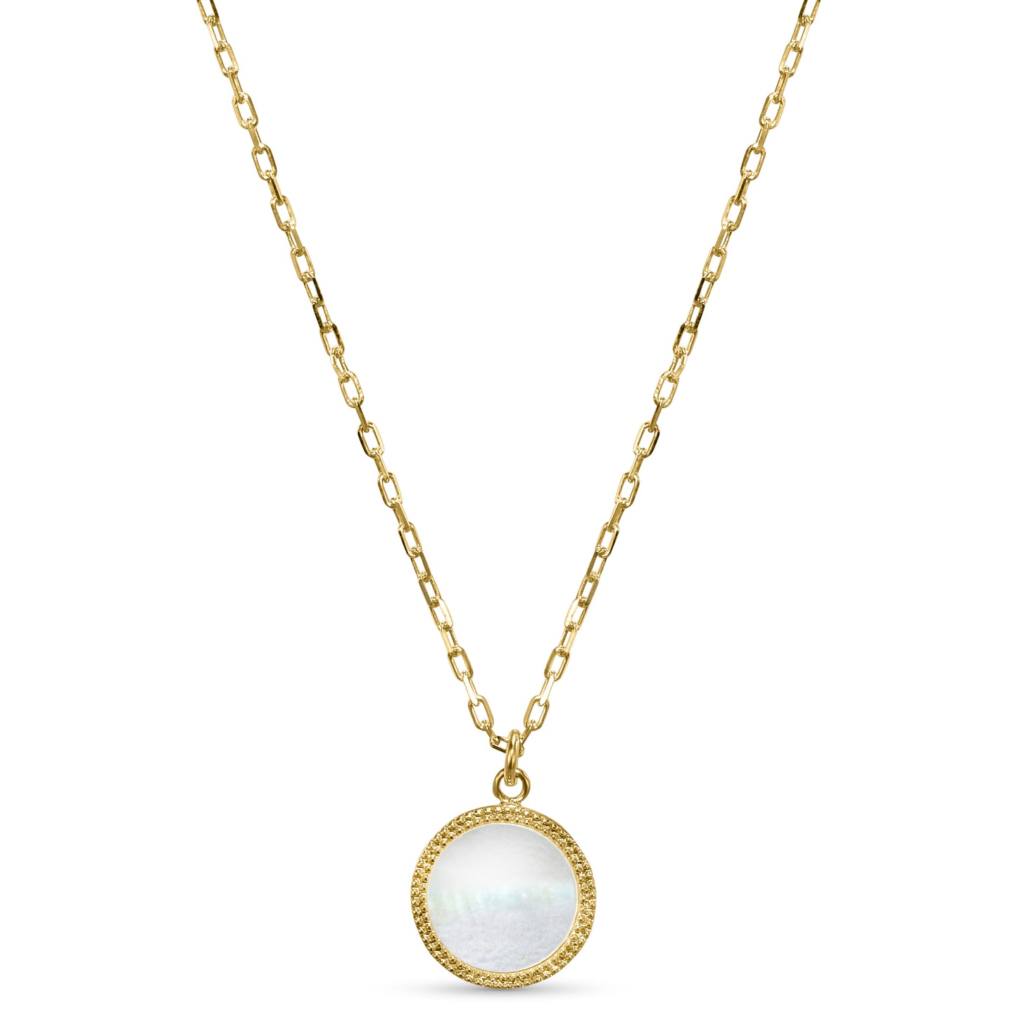 14k Mother of Pearl Coin Pendant Necklace