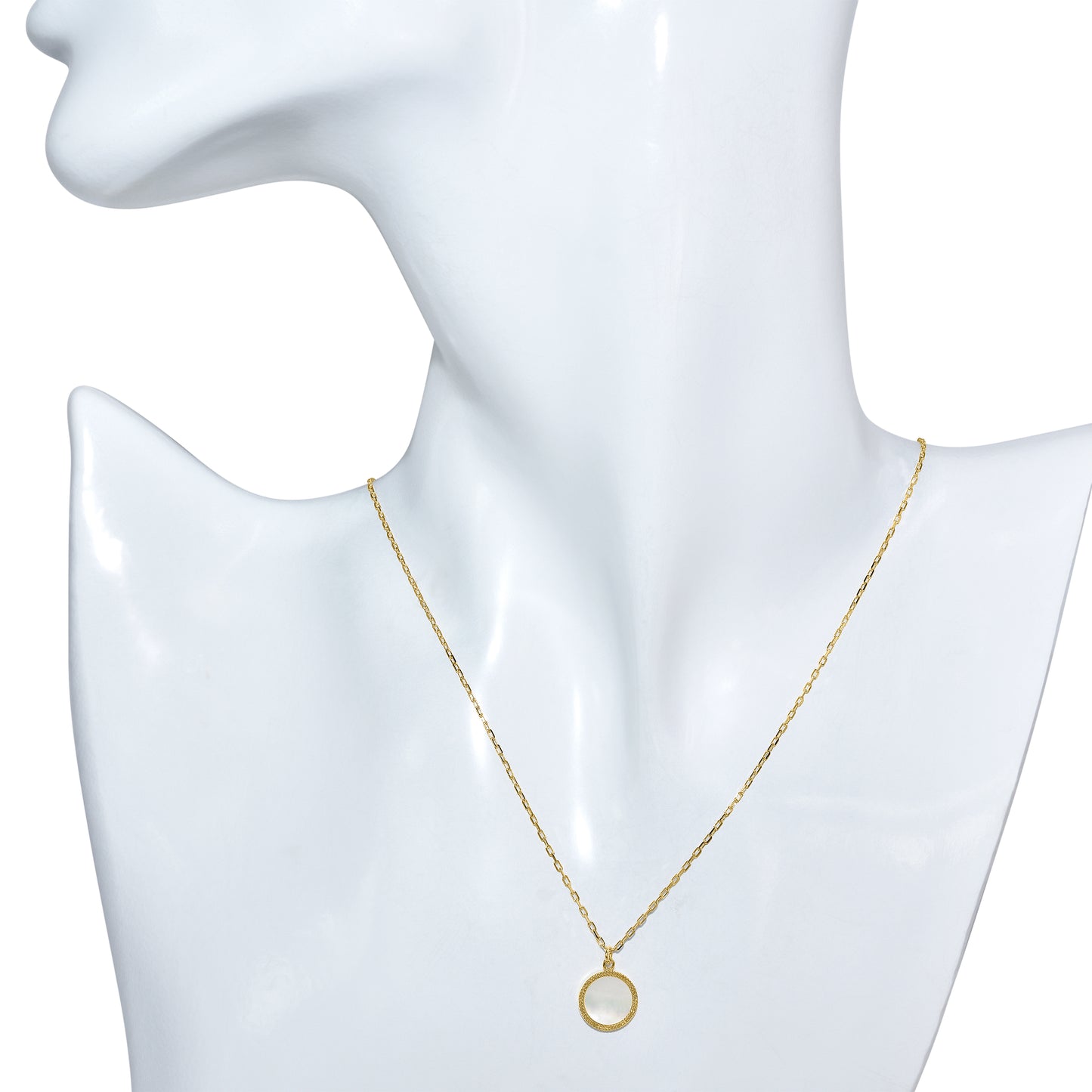 14k Mother of Pearl Coin Pendant Necklace