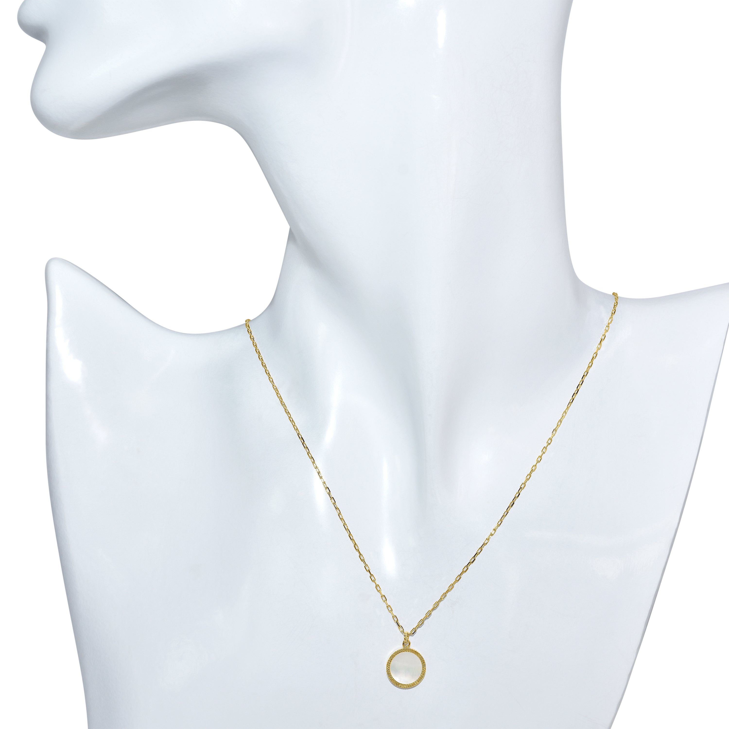 14k Mother of Pearl Coin Pendant Necklace