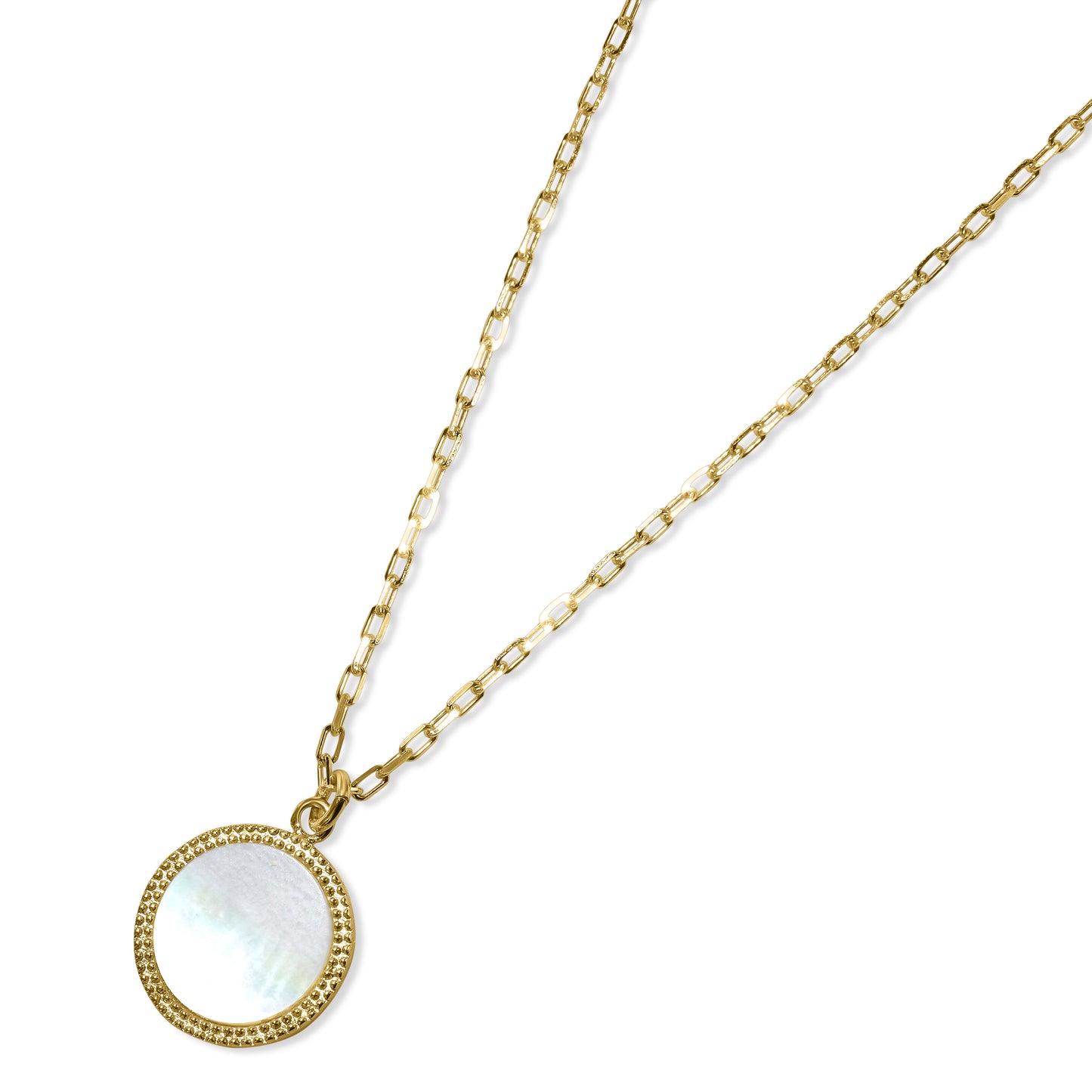 14k Mother of Pearl Coin Pendant Necklace