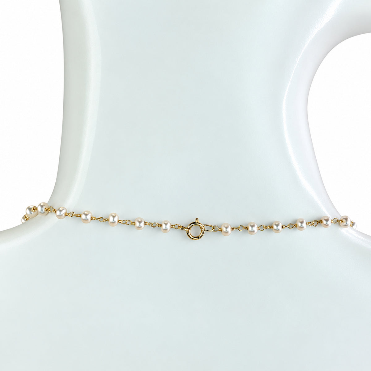 14k White Pearl or Turquoise Link Shell Evil Eye Pendant Necklace