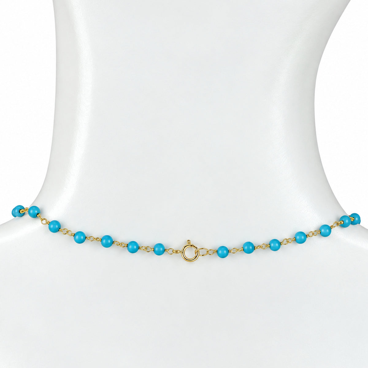 14k White Pearl or Turquoise Link Shell Evil Eye Pendant Necklace