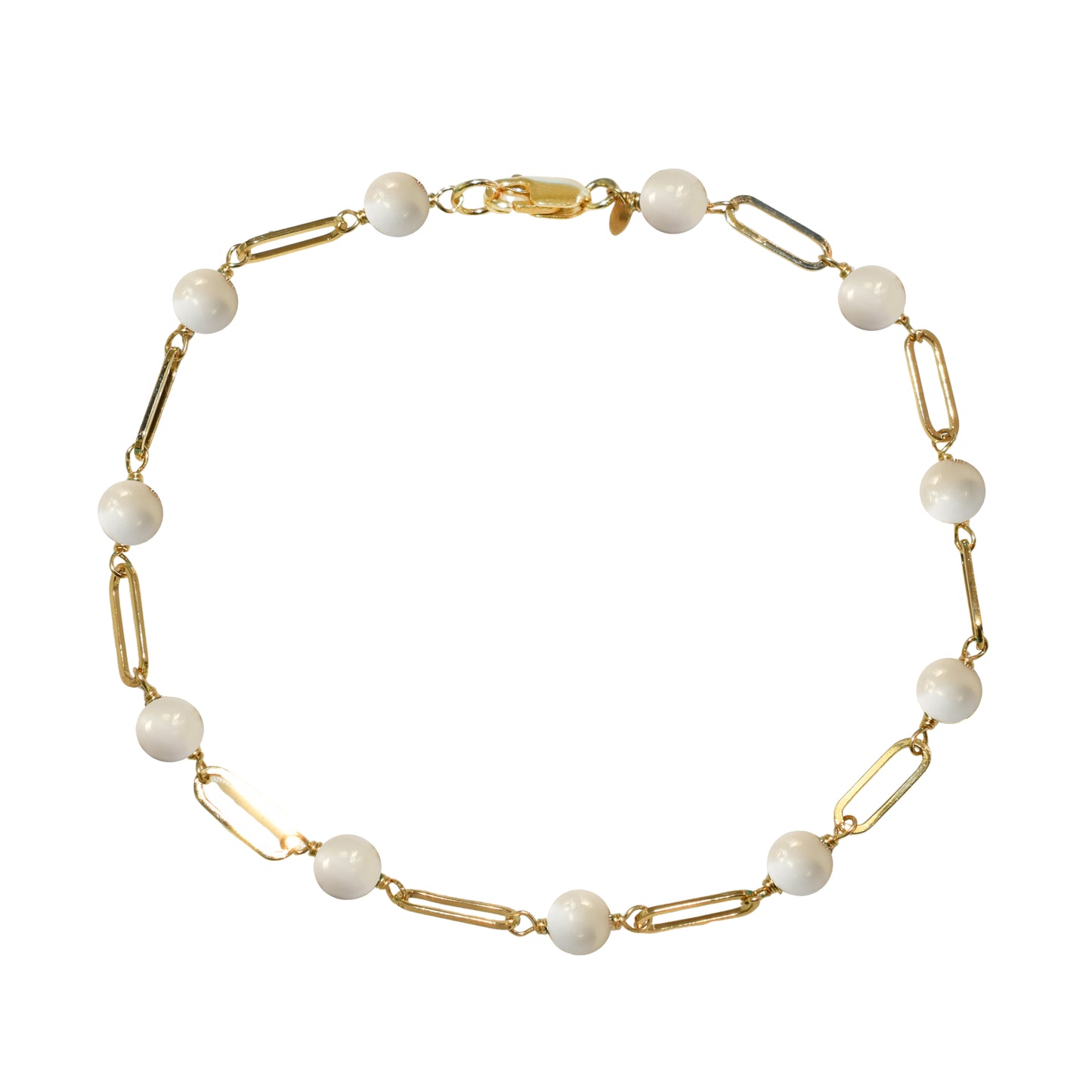 14k Paperclip and Gemstone Bracelet