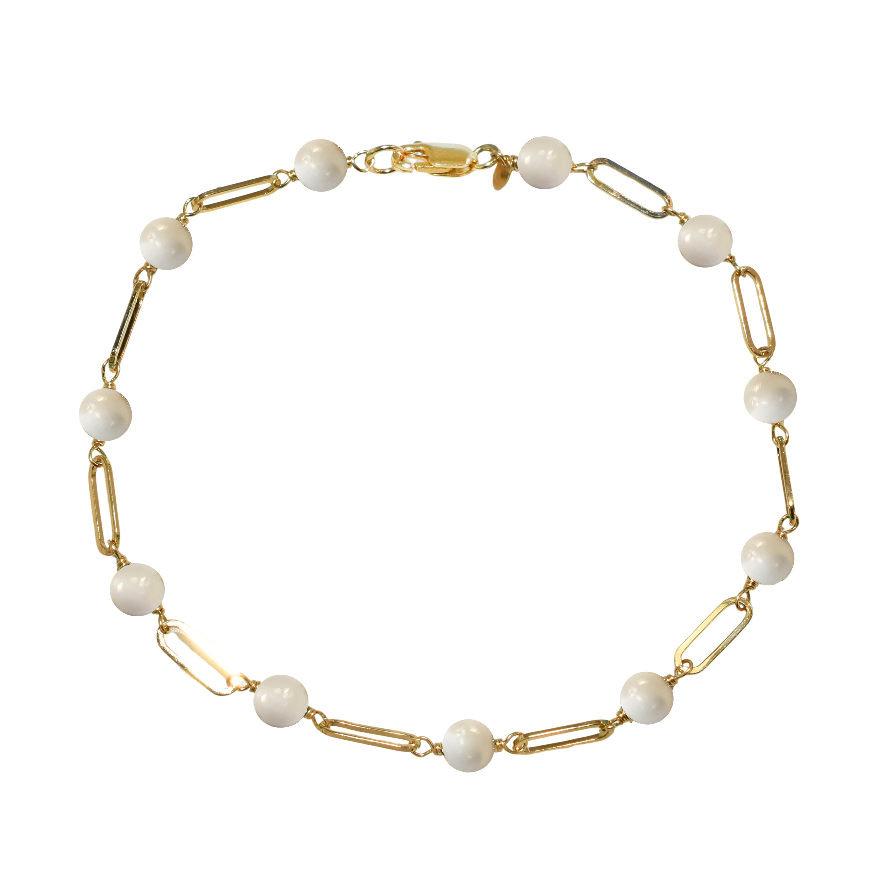 14k Paperclip and Gemstone Bracelet