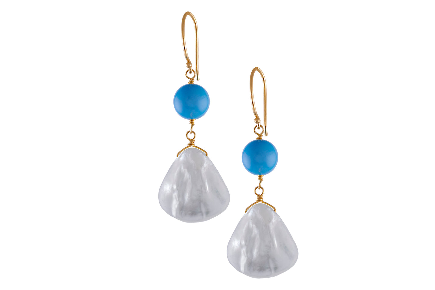 14k Mother of Pearl Turquoise Hook Earrings