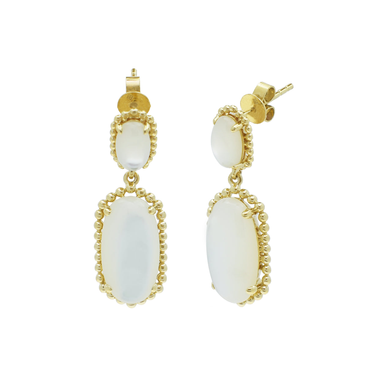 14k MOP Dangling Dual Oval Post Earring